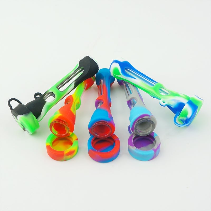 Glass Chillum w/ Silicone Sleeve (Random Color)