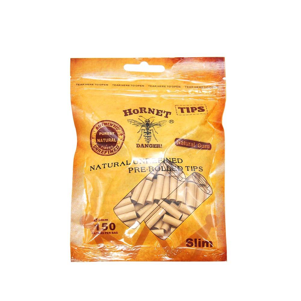 Natural Unrefined Rolling Paper Filter Tips - 5mm Brown Pre-Rolled Tips (150 Tips per Resealable Bag)