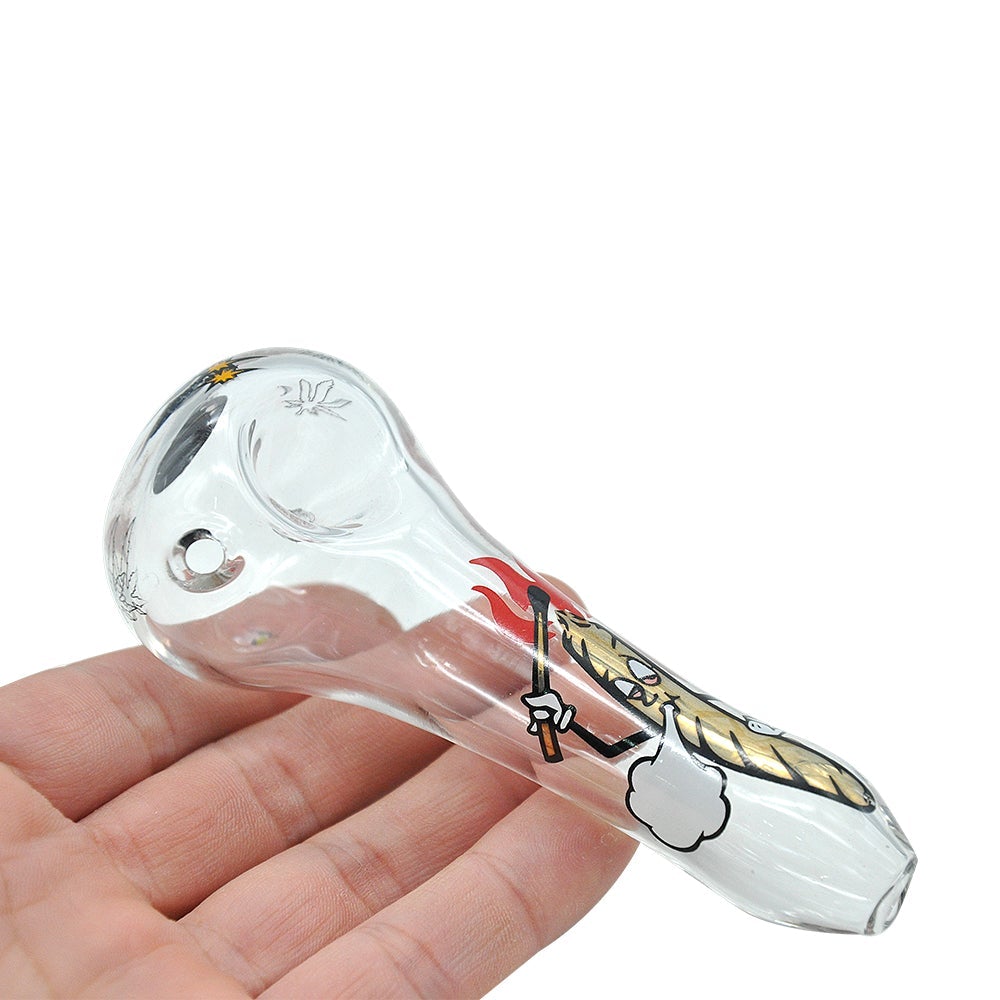Printed Clear Glass Spoon Pipe