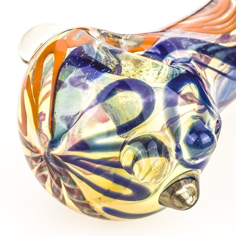 Spiral Fumed Glass Spoon Pipe w/ Marbles