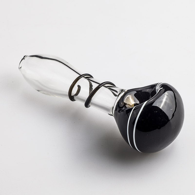 Spiral Glass Spoon Pipe and Double Chamber Bubbler Set