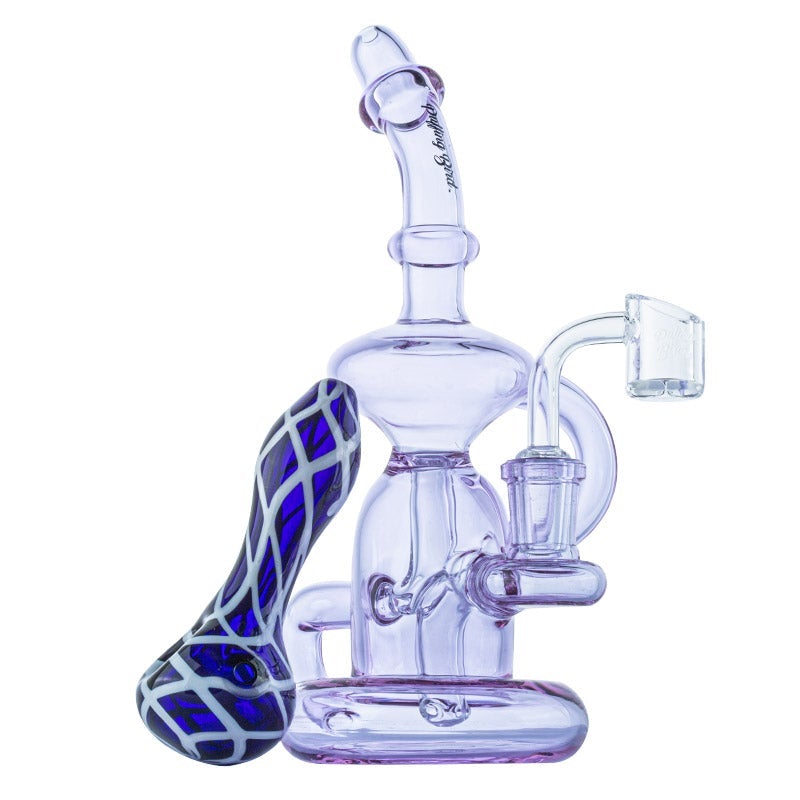 Recycle Dab Rig w/ Blue Glass Pipe and Quartz Banger Set