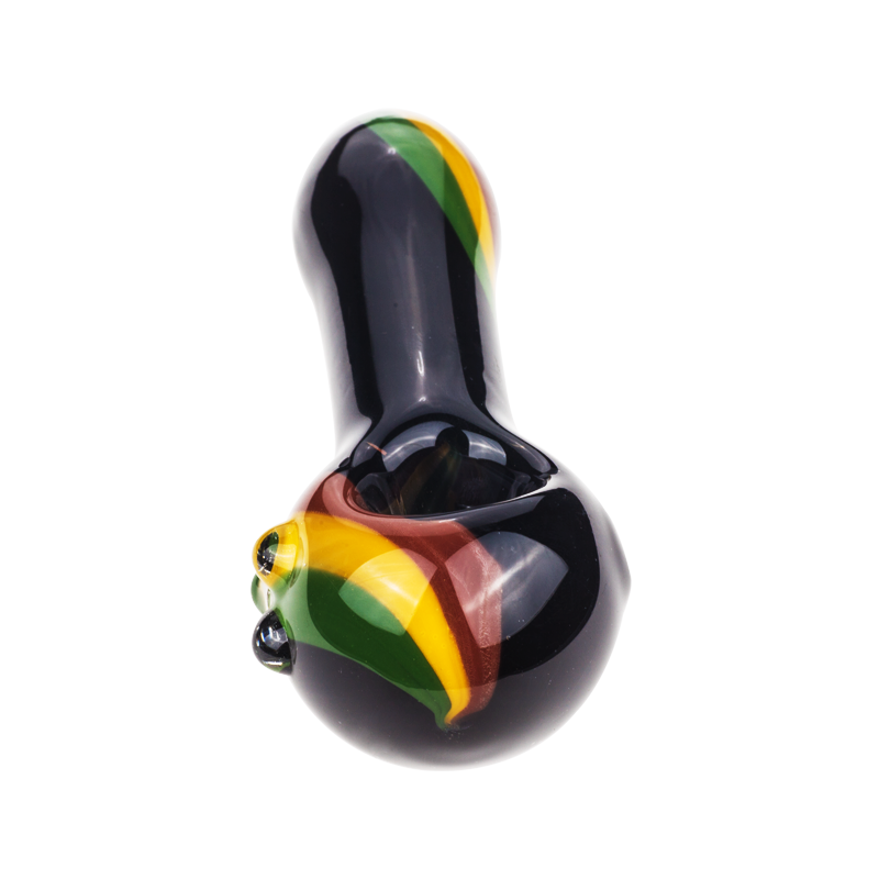 Black Glass Pipe w/ Rasta Stripes