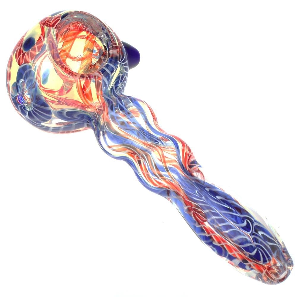 Spiral Glass Spoon Pipe and Pink Girly Fumed Glass Pipe Set