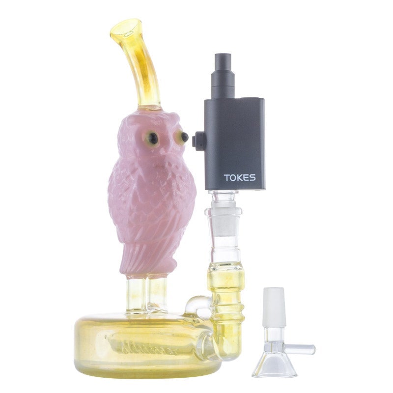 Pink Owl Theme Glass Bong w/ SOC Tokes Vaporizer Set