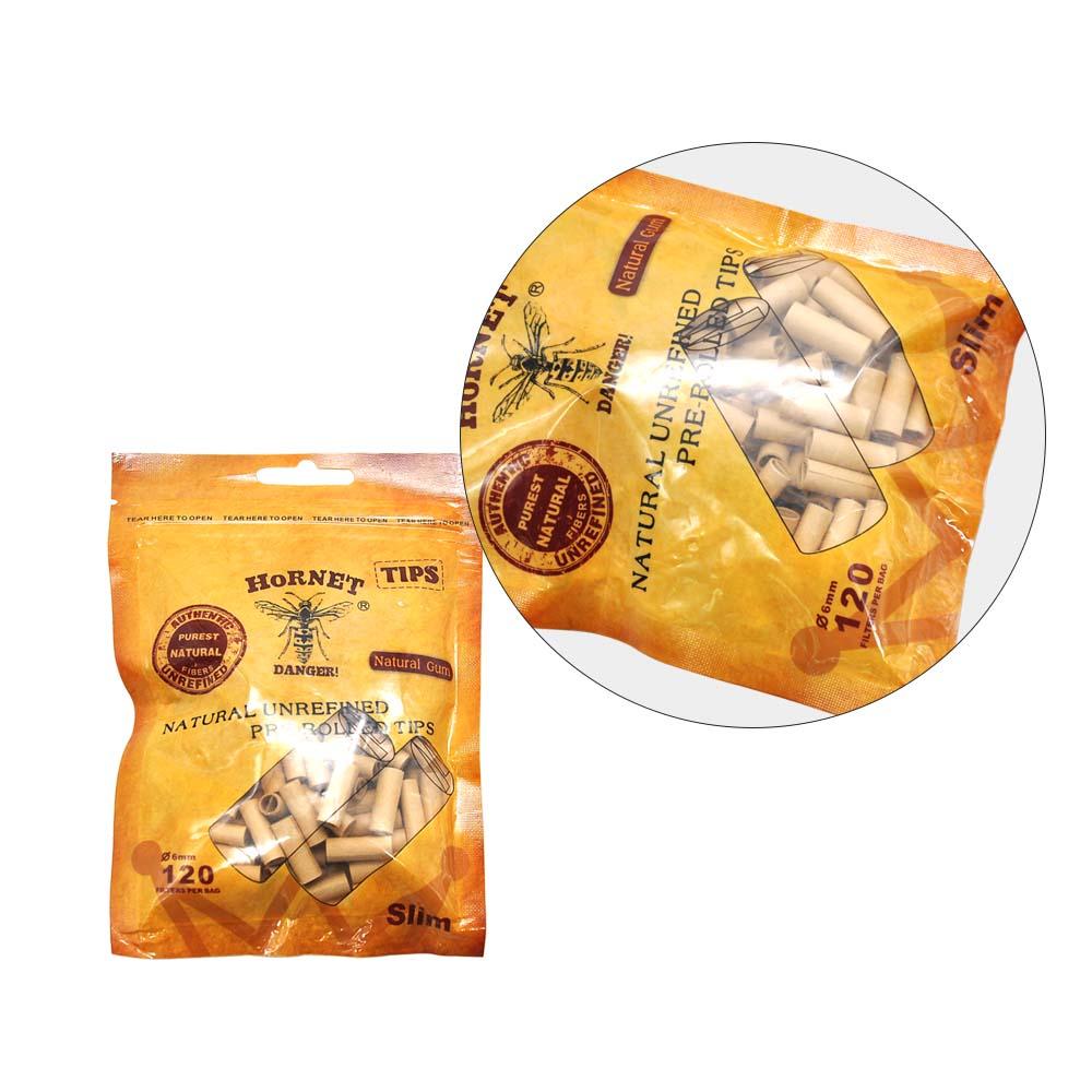 Natural Unrefined Rolling Paper Filter Tips - 6mm Brown Pre-Rolled Tips (120 Tips per Resealable Bag) - PuffingBird AU
