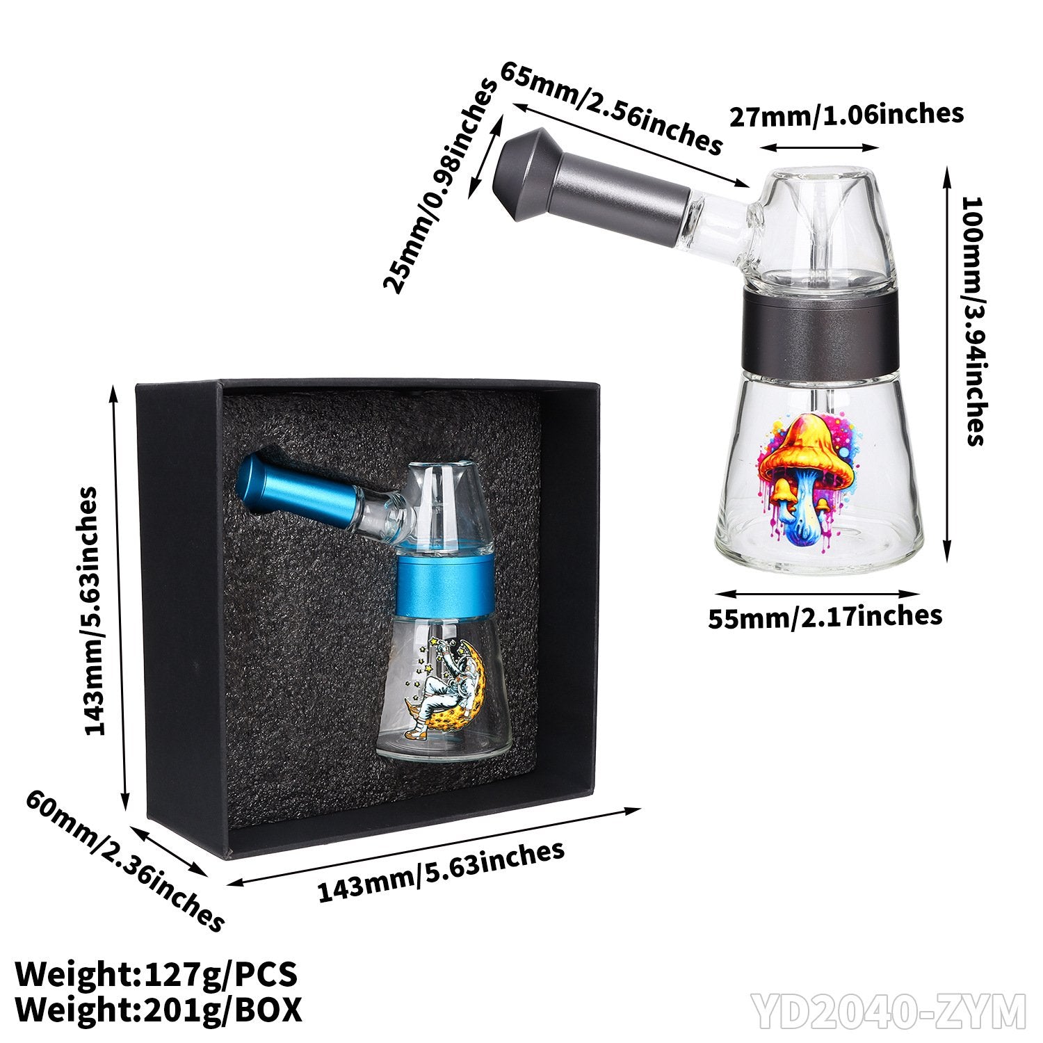 3.94“ Mini Glass Beaker Bong with Gift Box