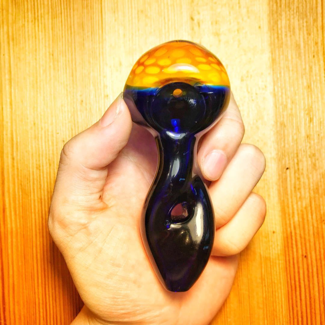 Two Tone Skinny Glass Pipe w/ Twisted Flat Mouthpiece