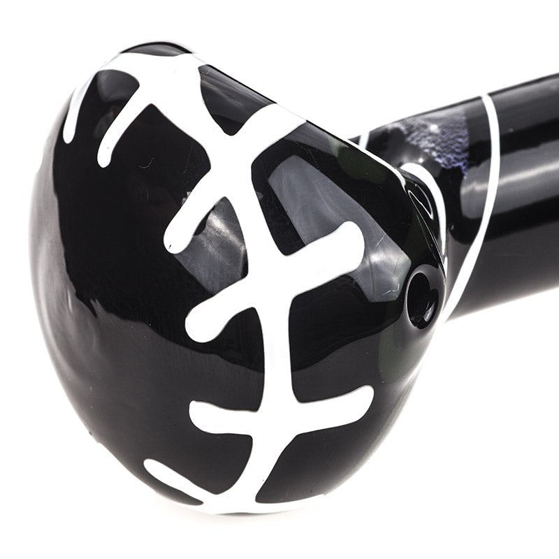 Black Glass Pipe with White Stripes