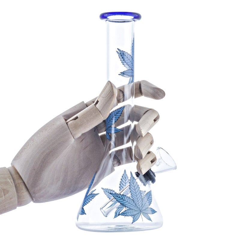 8 Marijuana Leaf Glass Beaker Bong