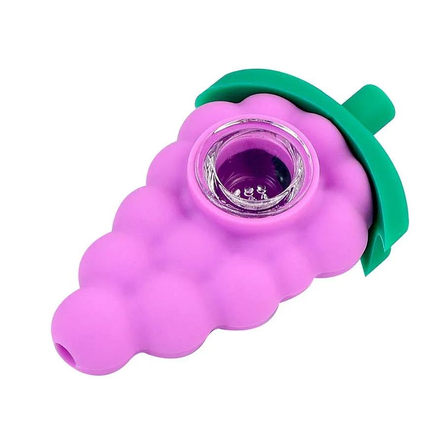Grape Silicone Pipe with Glass Bowl