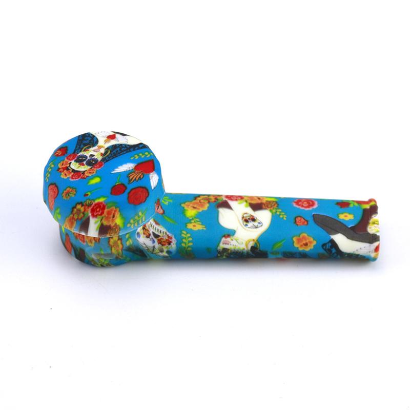 Water-Pattern Silicone Pipe With Lid (Random Colors)