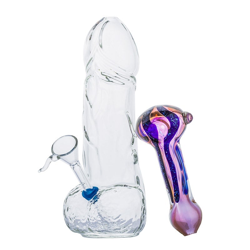 Penis Novelty Bong and Fumed Purple Color Changing Pipe Set