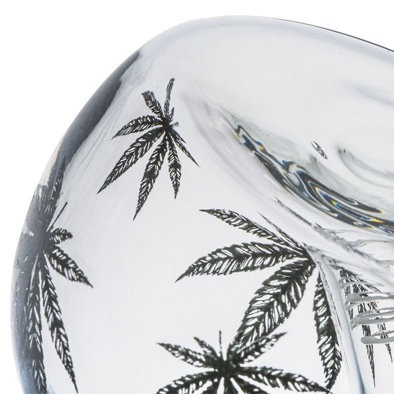 11 Printed Leaf Double Bowls Glass Bong