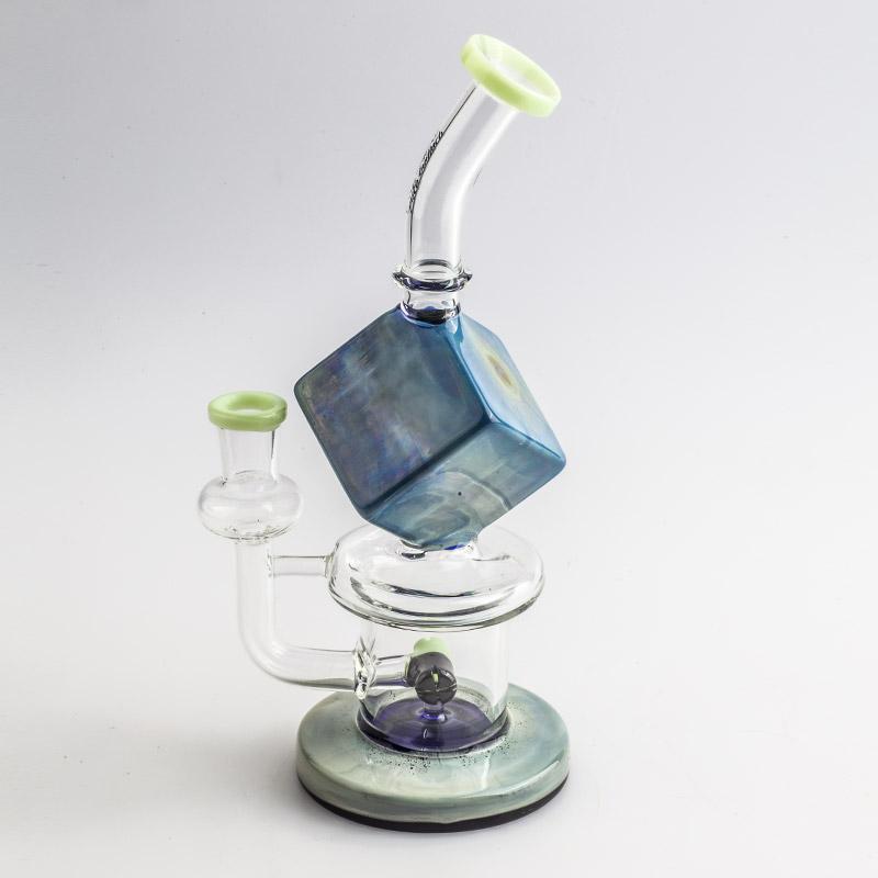 8.5 Blue Cube Glass Dab Rig w/ Lookah Q7 Electric Dab Nail