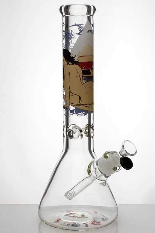 14 sexy girl cartoon heavy glass beaker water bong