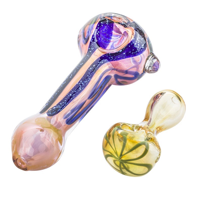 Fumed Purple Color Changing Pipe and Nano Clear Glass Spoon Pipe Set
