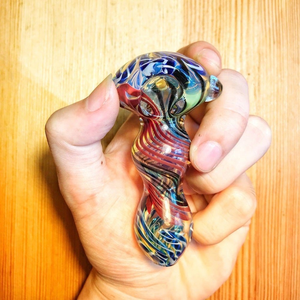 Mini Spiral Glass Spoon Pipe w/ Maria Rings - PuffingBird AU