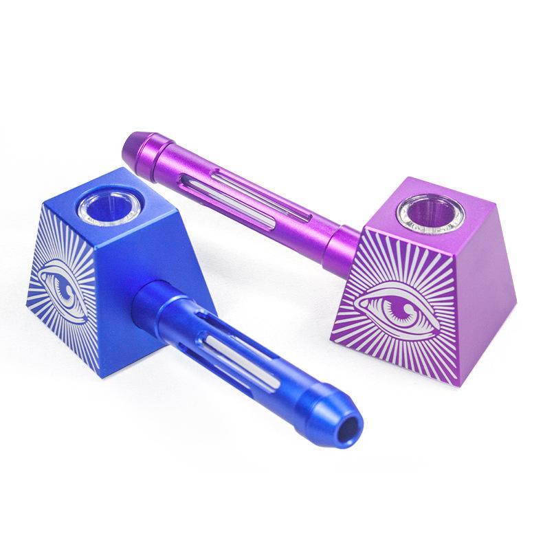 Aluminum Alloy Pyramid Smoking Pipe Random Color
