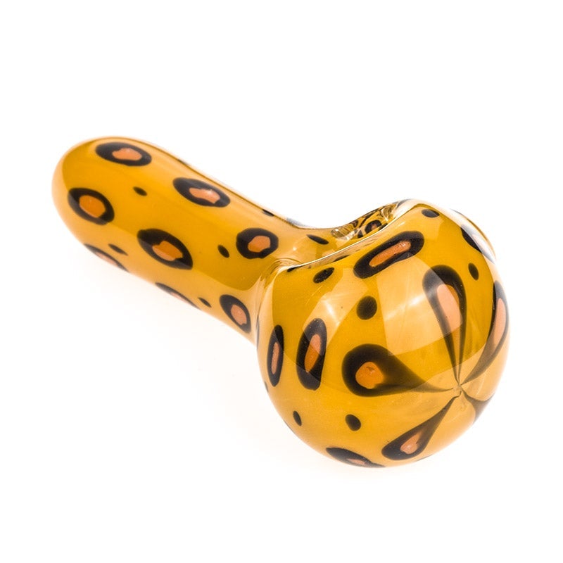 Yellow Glass Pipe with Leopard Print