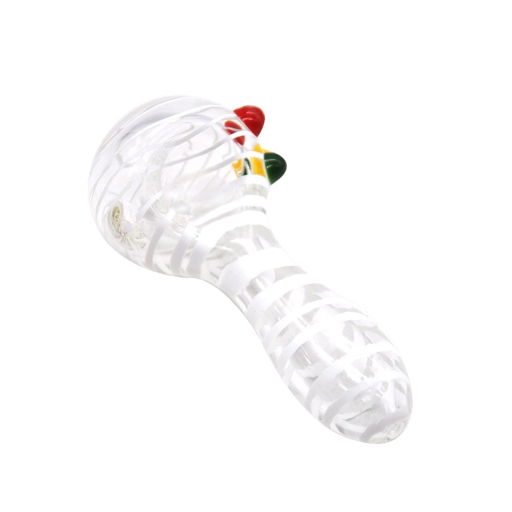 White Stripes Glass Spoon Pipe