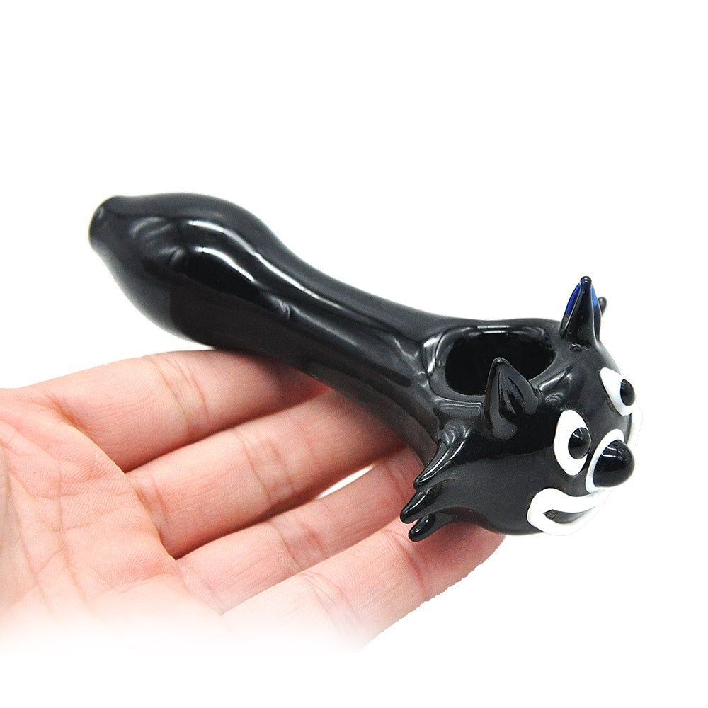 Black Cat Face Spoon Pipe
