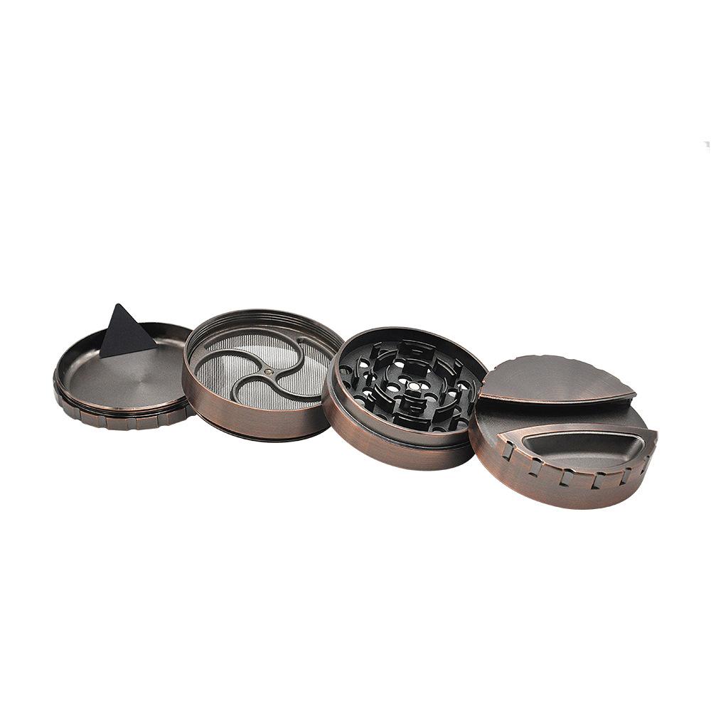 80mm 4 Layer Grinder With Ashtray & Joint/Paper Dispenser On Lid Aluminium