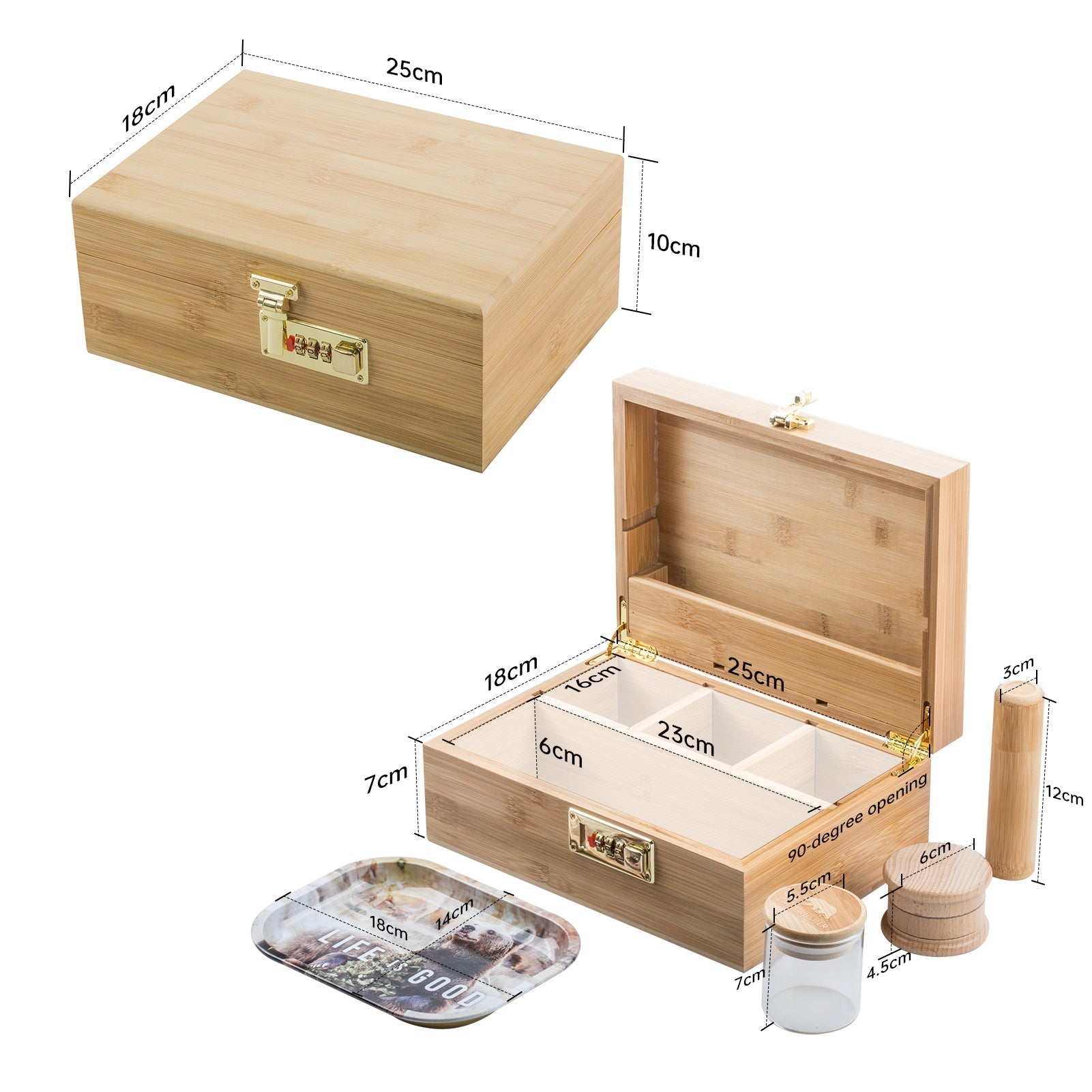 Bamboo Stash Box Combo w/ Quartz Enail Bundle Dab Kit