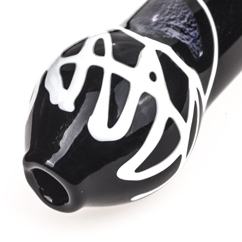 Black Glass Pipe with White Stripes