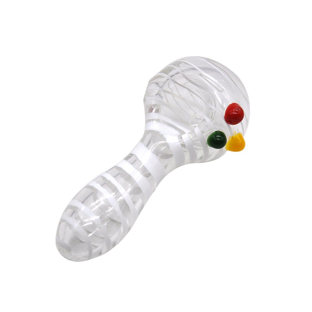 White Stripes Glass Spoon Pipe