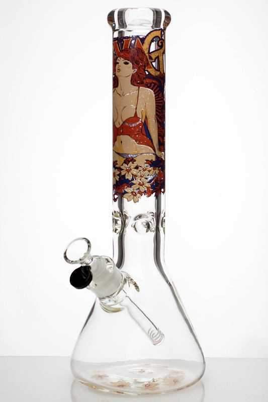 14 sexy girl cartoon heavy glass beaker water bong