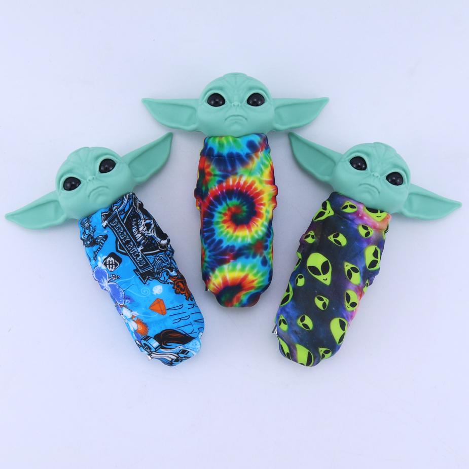 “Baby Yoda” Themed Silicone Smoking Pipe with Random Pattern - PuffingBird AU