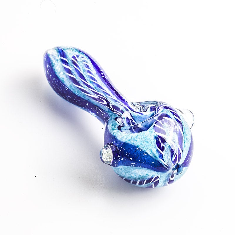 Blue Cube Glass Dab Rig w/ Two Tone Glass Pipe Set