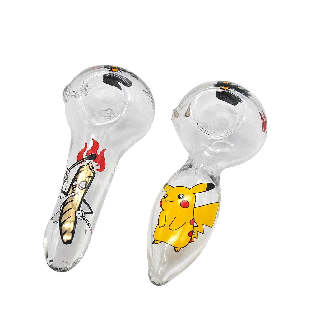 Printed Clear Glass Spoon Pipe