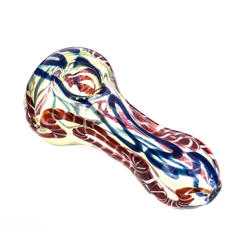Clear Glass Spoon Pipe With Multicolor Cane