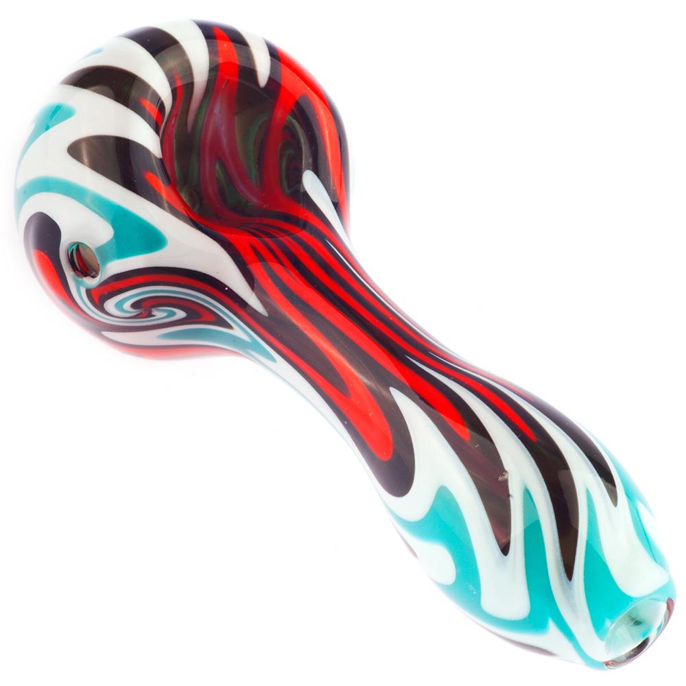 Fumed Bubble Glass Pipe and Wigwag Patent Heady Spoon Pipe Set