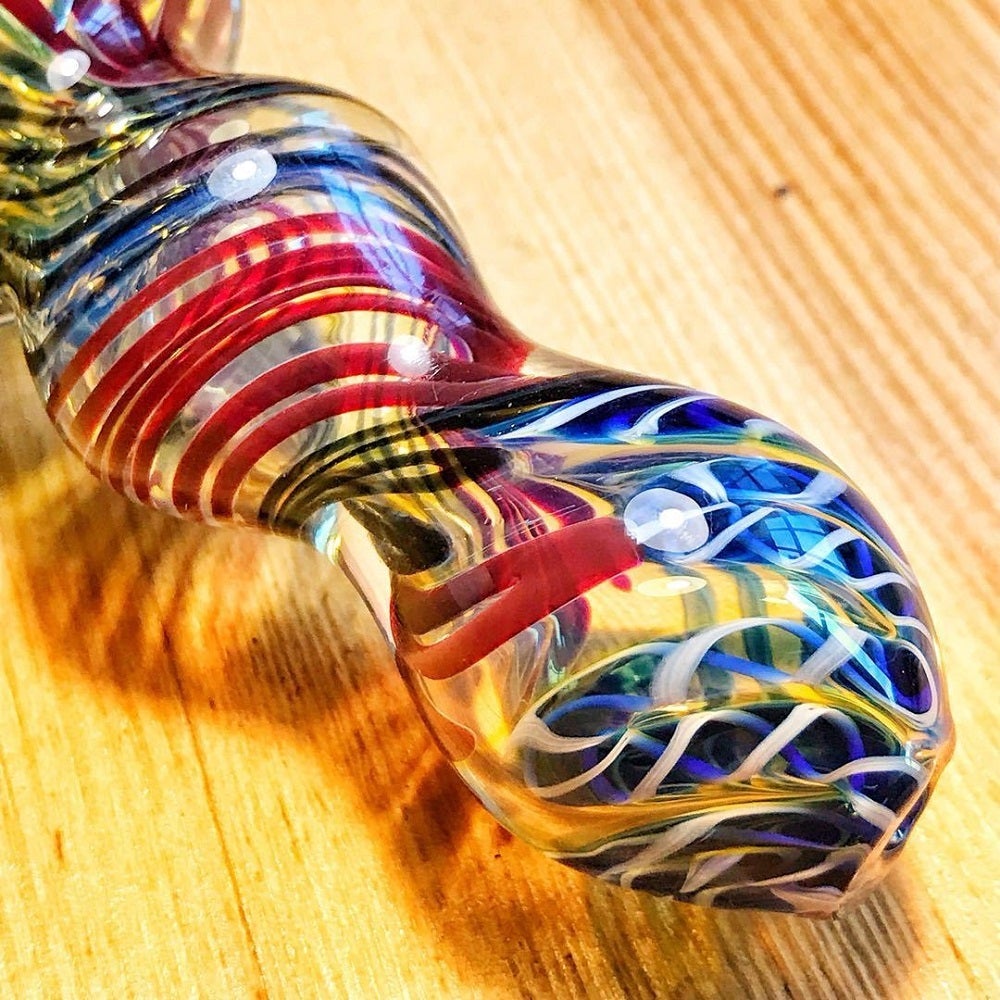 Mini Spiral Glass Spoon Pipe w/ Maria Rings - PuffingBird AU