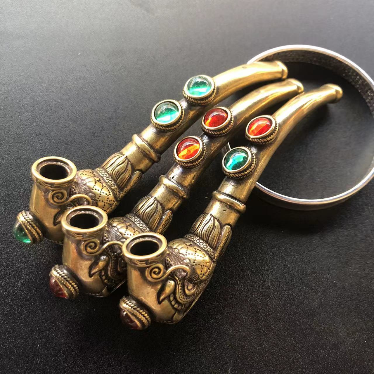 Dragon Head Antique Brass Sherlock Pipe