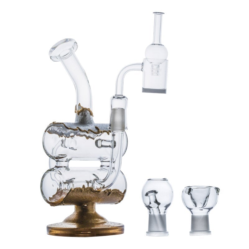 Double Chamber Recycler Dab Rig Set w/ Quartz and Carb Cap