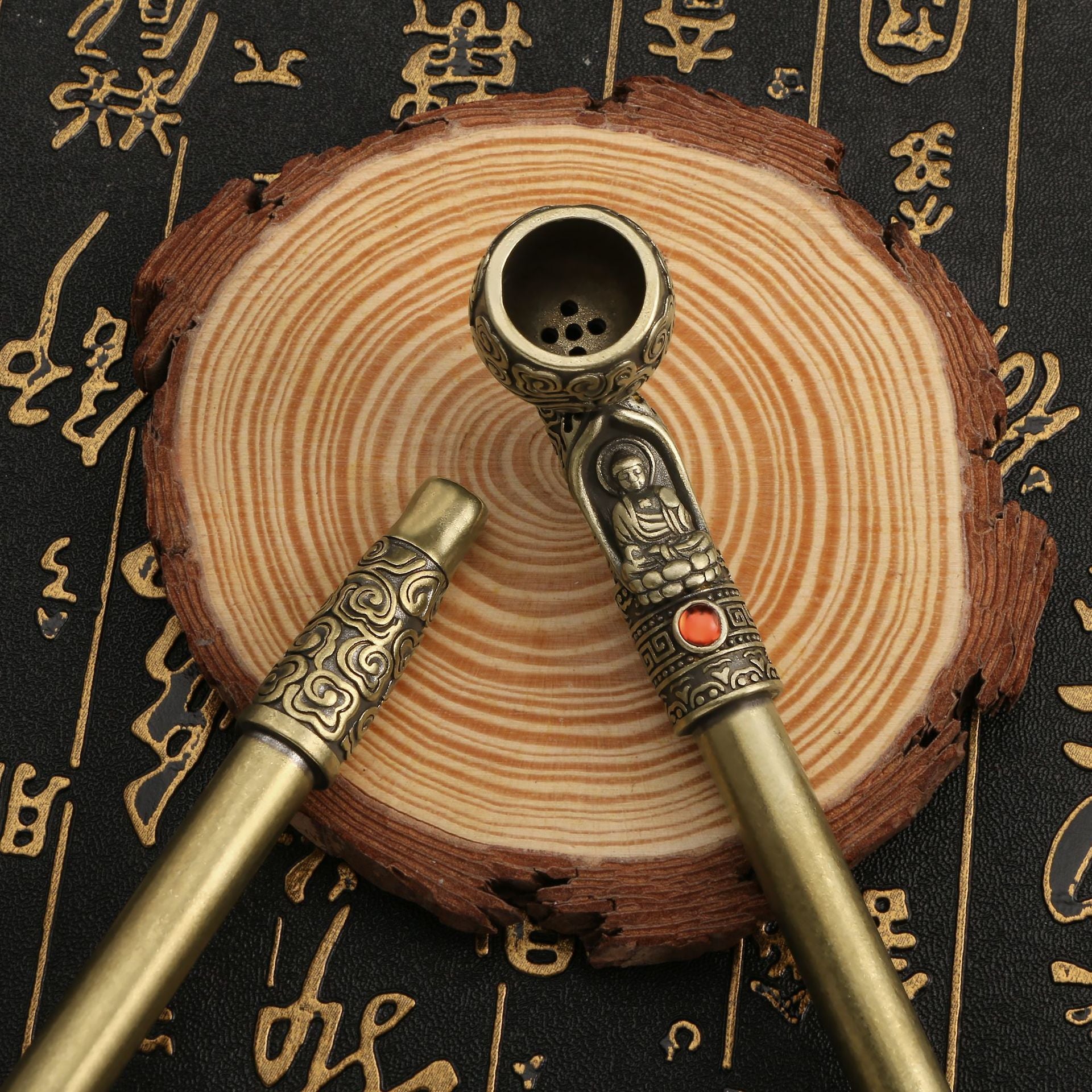 Buddha Statue Brass Smoking Pipe