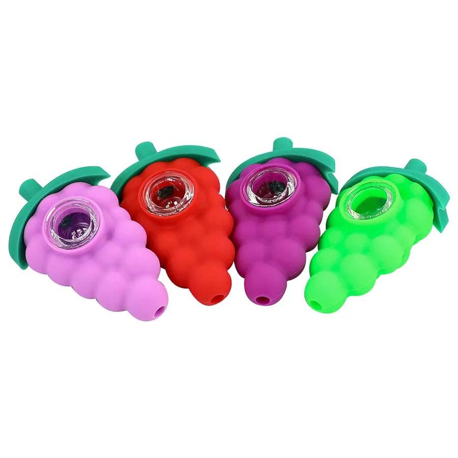 Grape Silicone Pipe with Glass Bowl