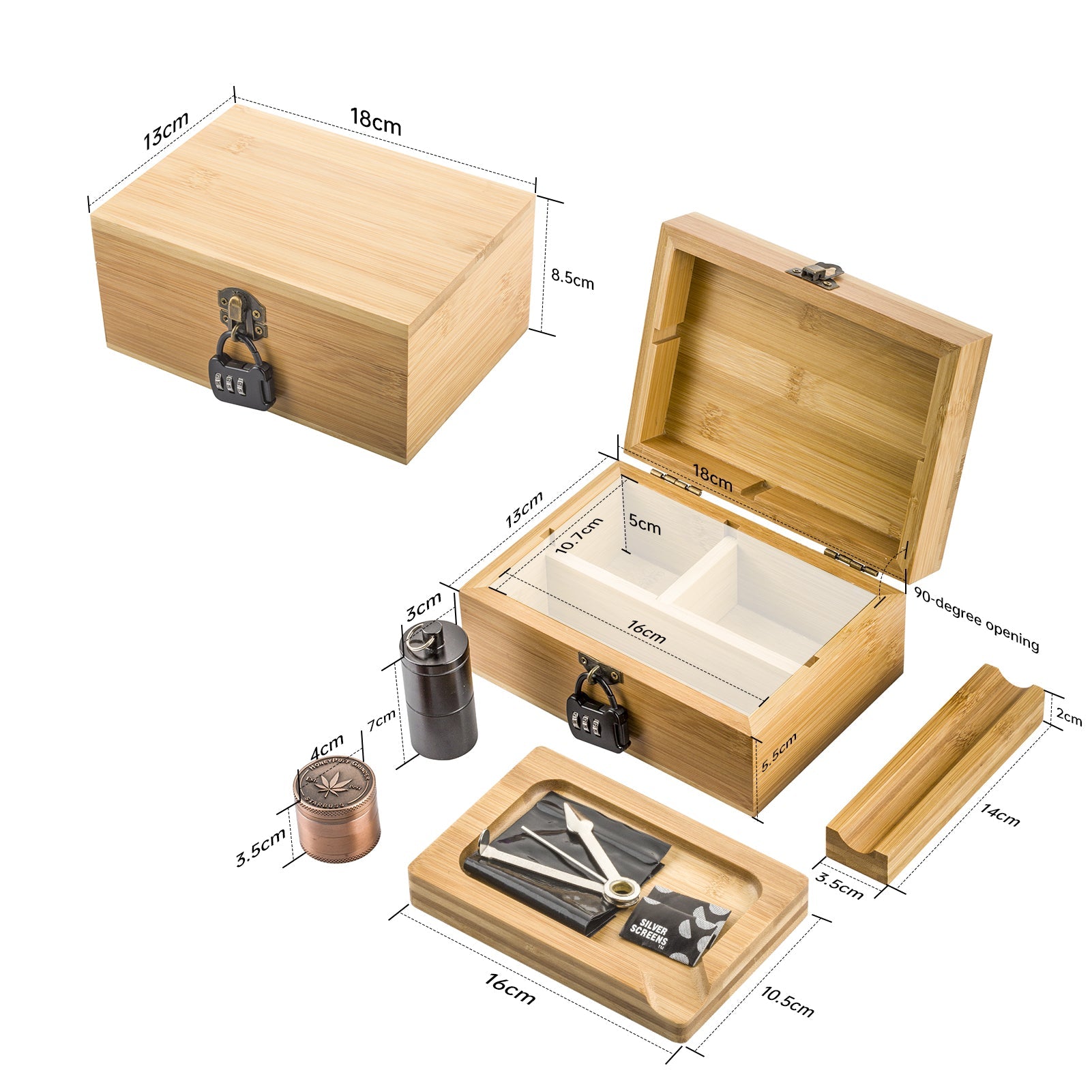 PUFFING BIRD Wooden Stash Box with Lock and key-Organiz Your Accessories