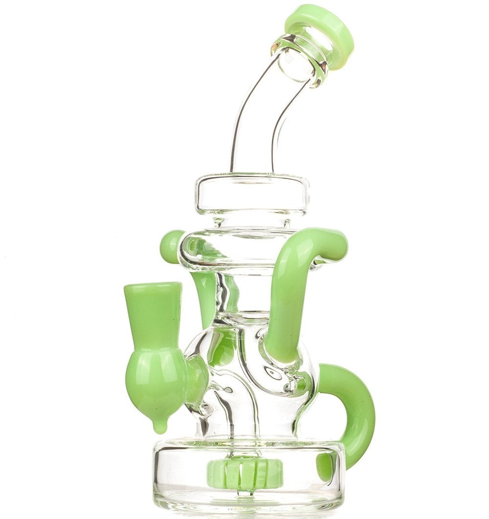 Green Recycler Showerhead Perc Dab Rig and Penis Glass Bong Set