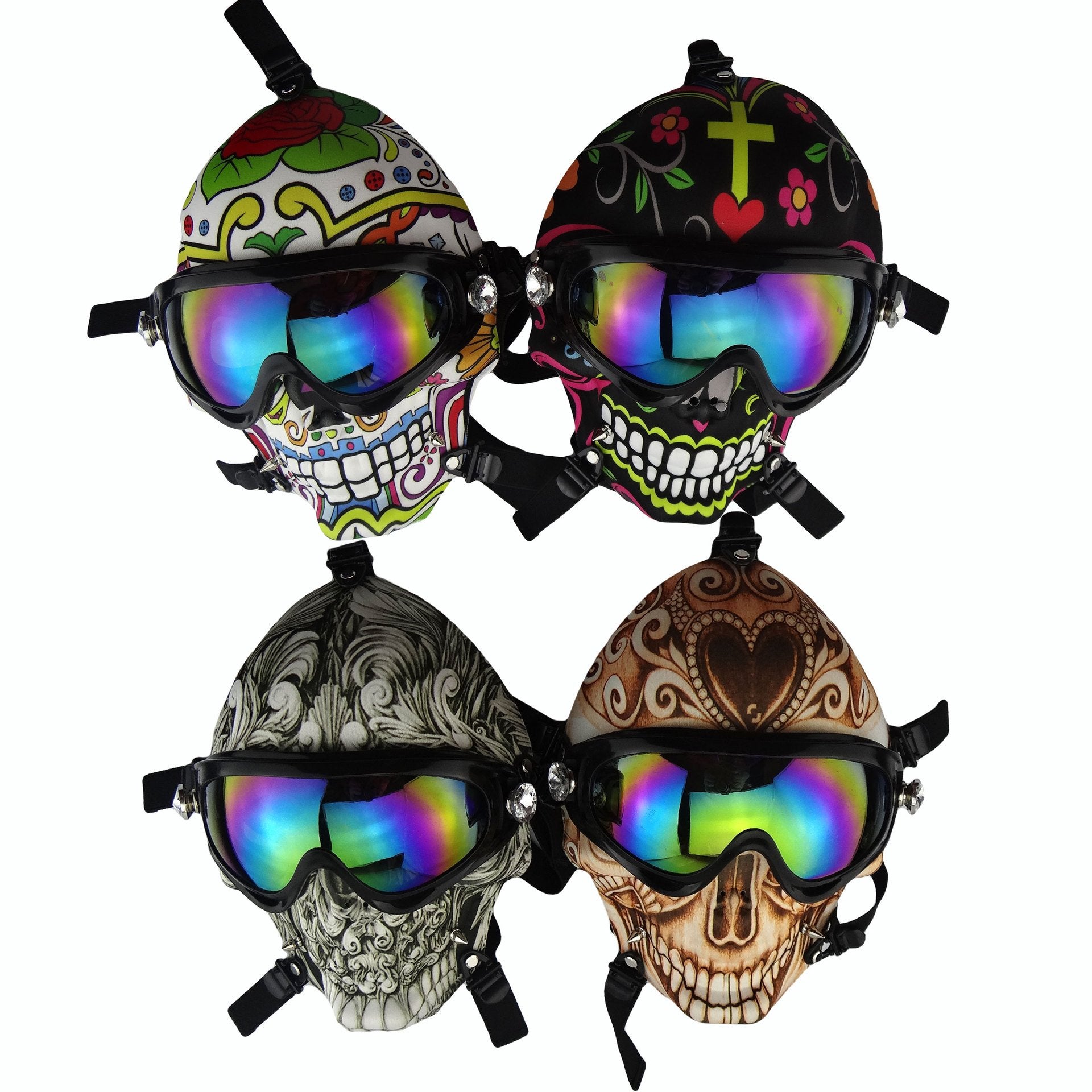 Novel Skull Fabric Gas Mask Bong w/ Bent Water Pipe