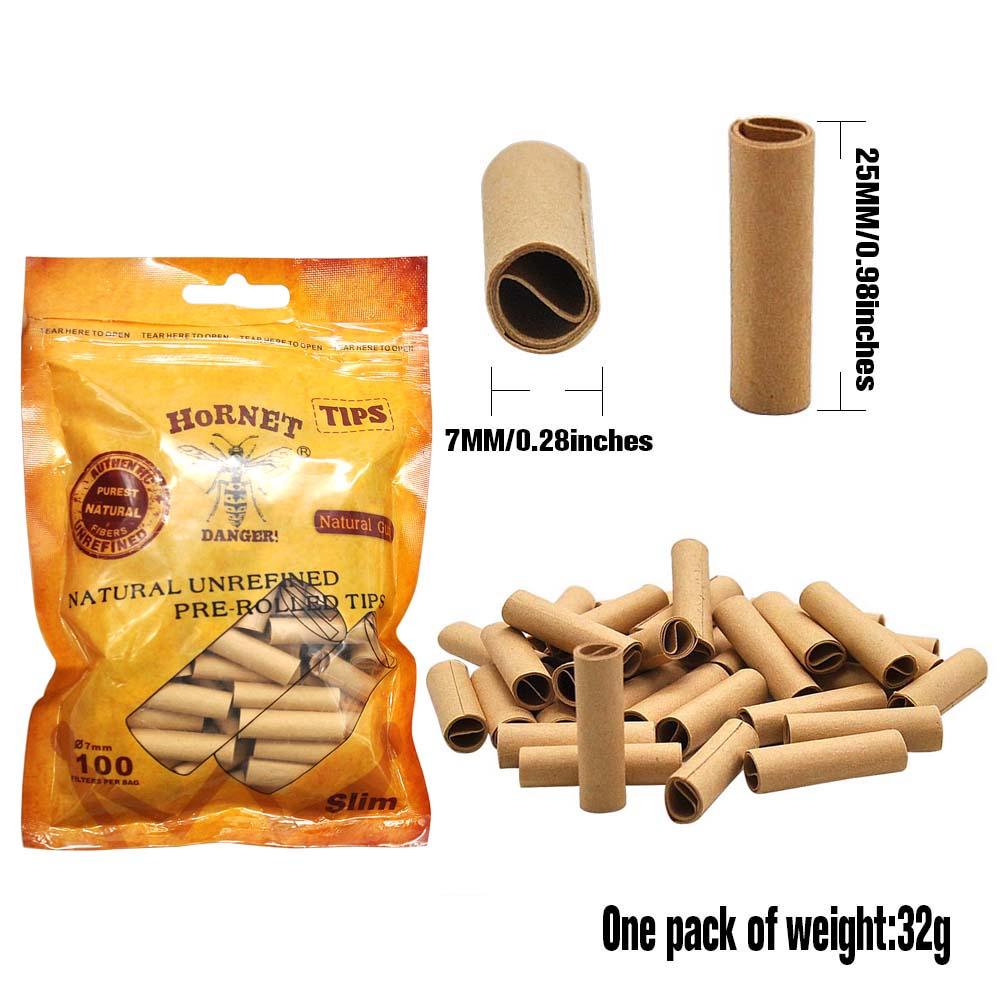 Natural Unrefined Rolling Paper Filter Tips - 7mm Pre-Rolled Tips (100 Tips per Resealable Bag) - PuffingBird AU
