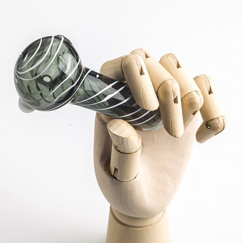 Spiral Glass Spoon Pipe w/ White Marble