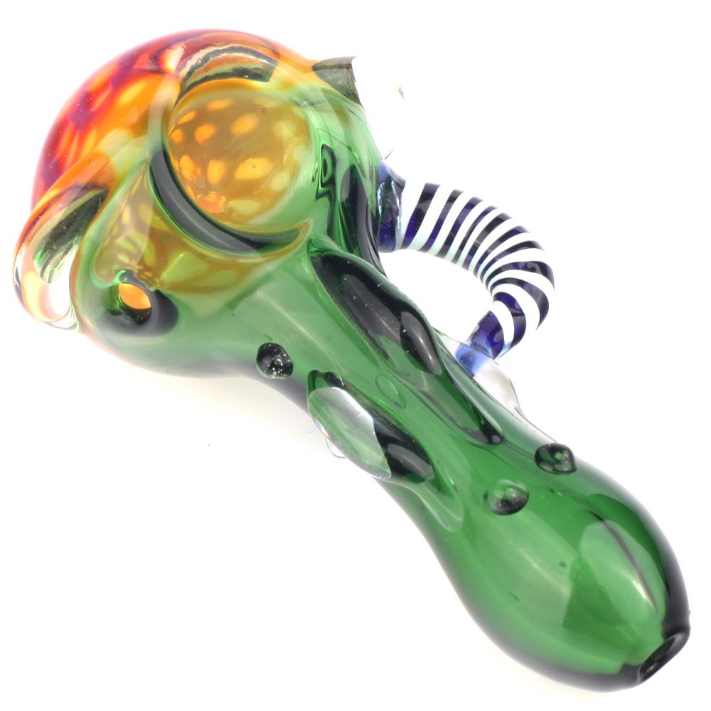 Fumed Bubble Glass Pipe and Wigwag Patent Heady Spoon Pipe Set