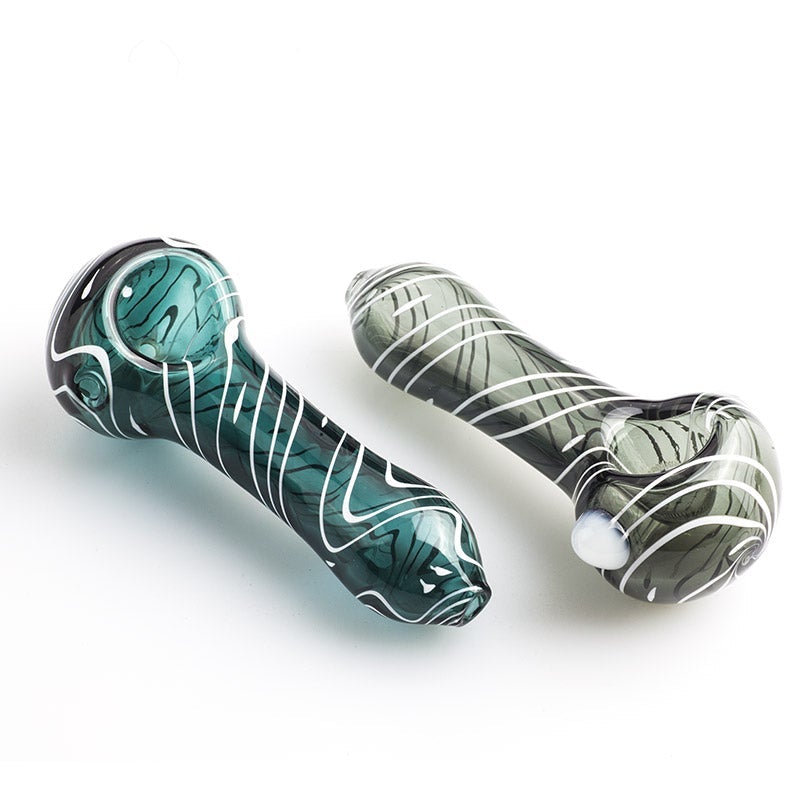 Spiral Glass Spoon Pipe w/ White Marble