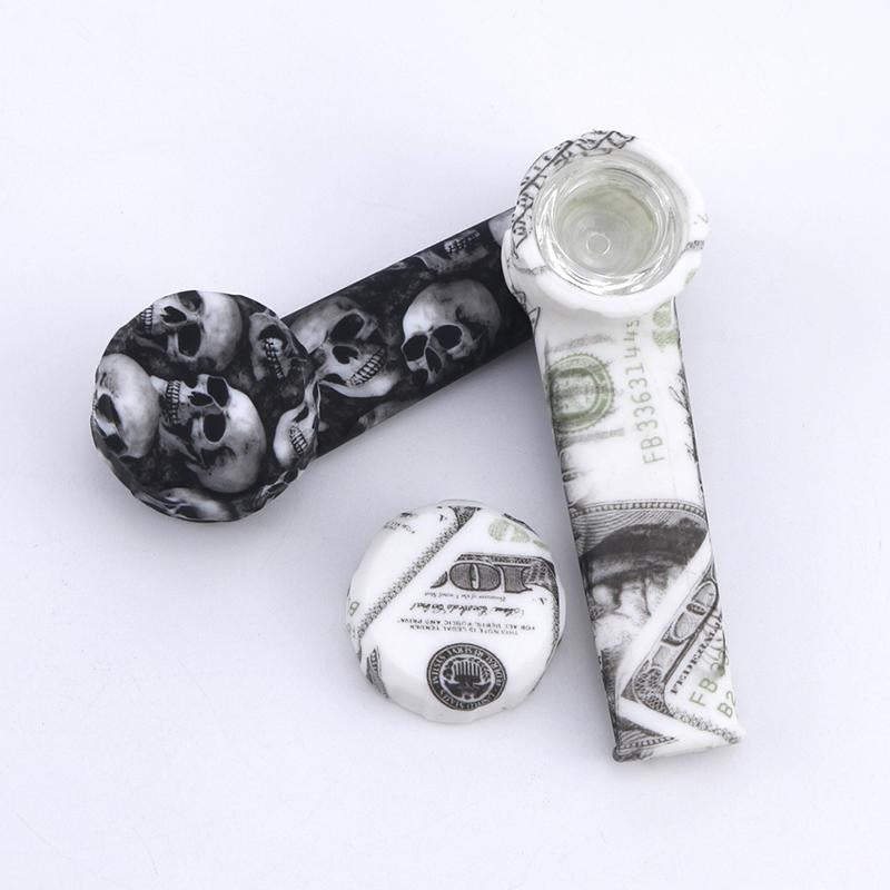 Water-Pattern Silicone Pipe With Lid (Random Colors) - PuffingBird AU