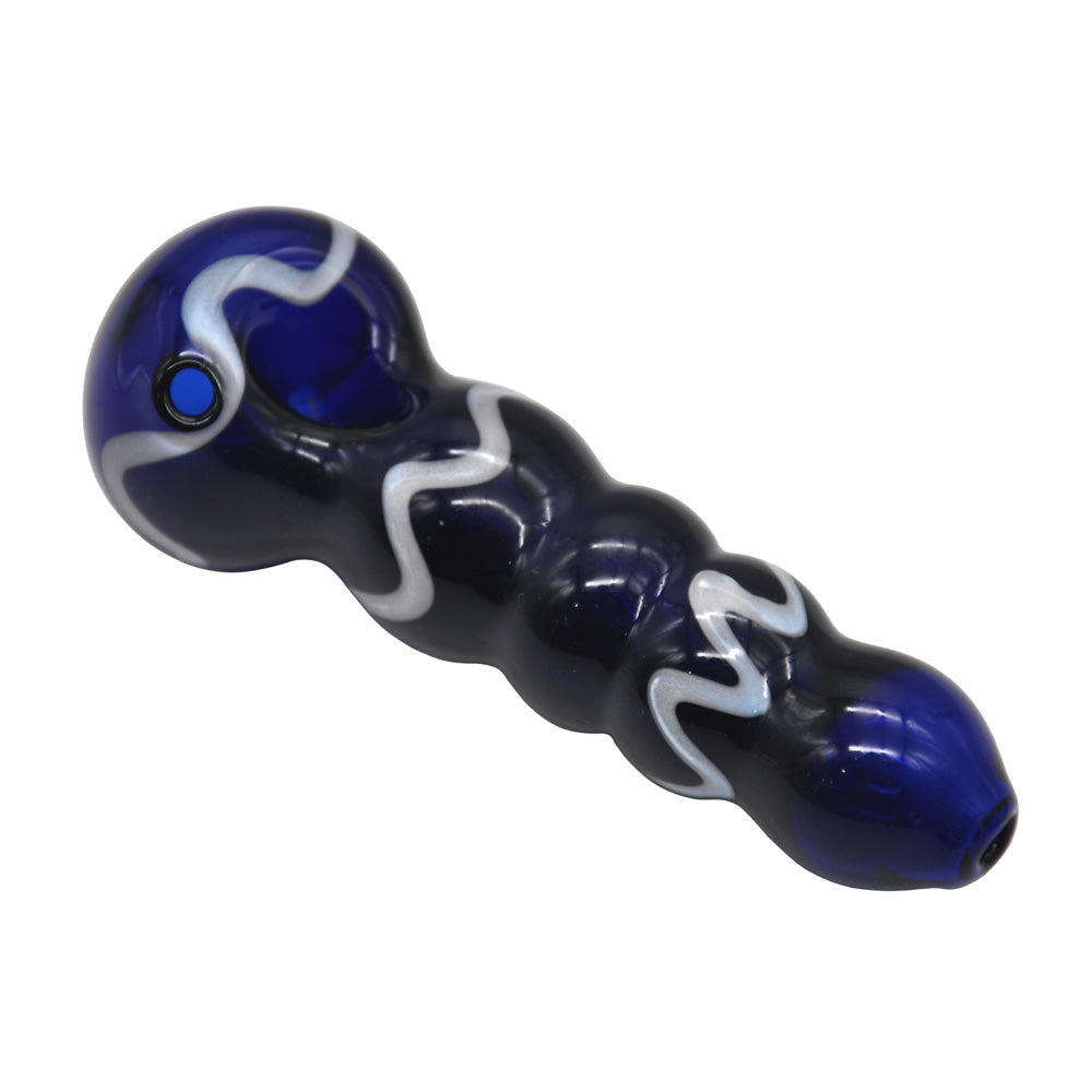Blue Glass Spoon Pipe w/ Maria Rings - PuffingBird AU